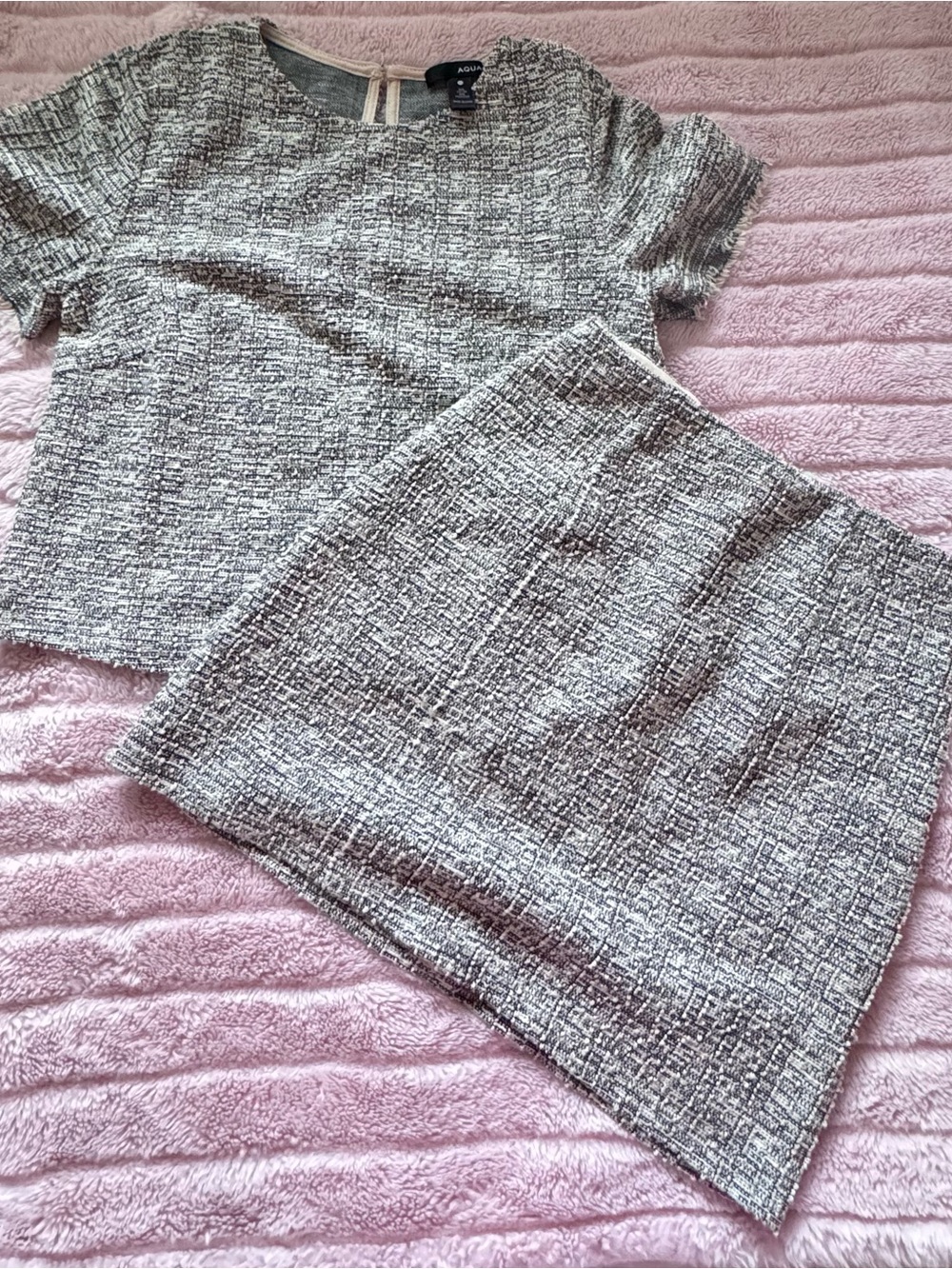 Aqua Gray and White Tweed Coordinated Set